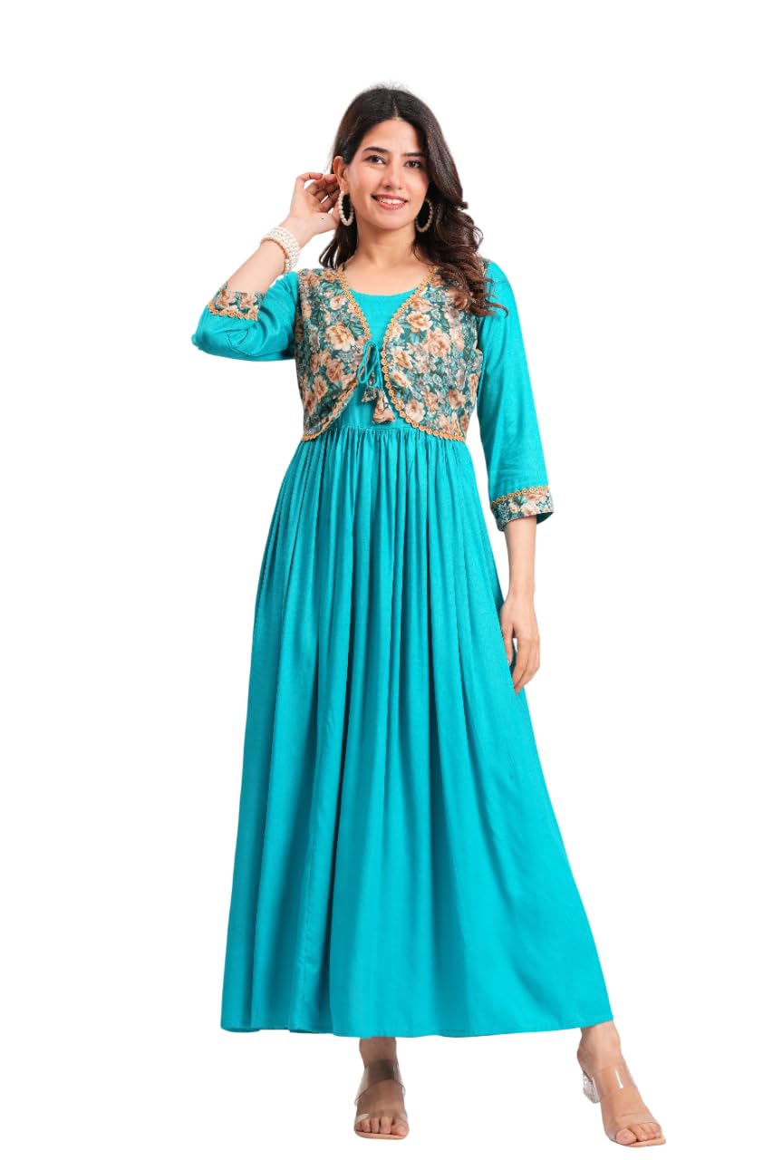Siya Women's Women's Rayon Anarkali Maternity Feeding Kurti/Kurta with Zipper| Comfortable & Elegant Post and Pre Pregnancy Kurti Dress/Kurta Dress-image-25
