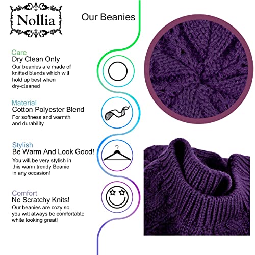 Image of Nollia Soft Knit Solid Color Beanie, Chic, and Lightweight Crochet Knitted Style Beanie Hat for Women, One Size Slouchy Hat