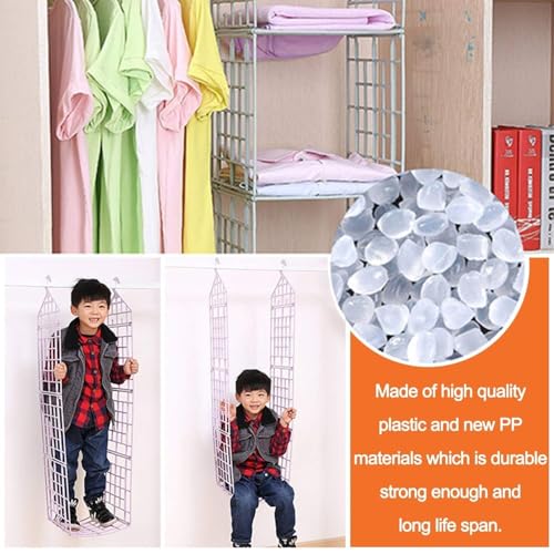 Image of Plastic 5 Layer Folding Clothes Storage Racks Dormitory Closet for Students Wardrobe Shelves Hanging Organizer Storage Holders & Racks, Off-White