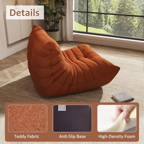 Image of Giant Bean Bag Chair for Adults,Comfy Lazy Fireside Accent Chair with Memory Foam,Cozy Single Floor Sofa Couch Boneless Chaise Lounge for Living Room Bedroom Gaming Room(1Seater)