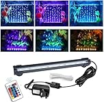 Aquarium air Bubble Light, RGB LED Fish Tank Light Tube with 16 Colors 4 Modes, Remote Control IP68 Submersible LED Aquarium Lamp with for Turtle Tank, Betta, Shrimp (42CM -16 Colors 4 Modes)
