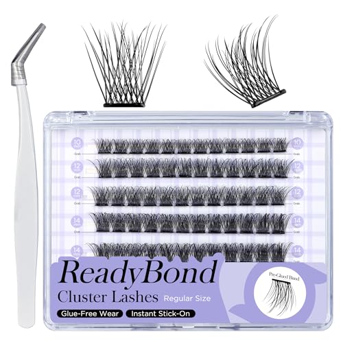 WINKGIGGLE Self Adhesive lash Clusters Kit, Pre Glued Lashes With Tweezer Press On Lashes No Glue No Remover Needed for Beginners