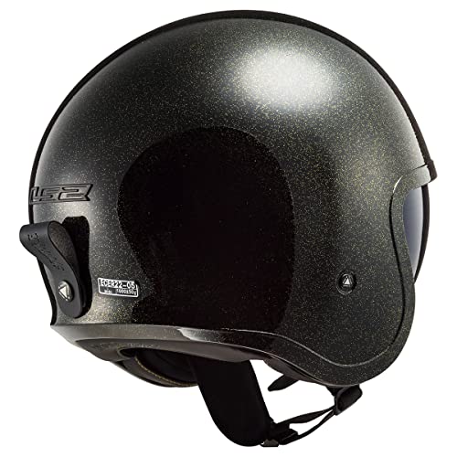 Ls2 Helmets Open Face Spitfire Disco Helmet (Gloss Black/Gold Flakes - Medium) #TOP1