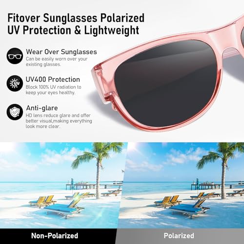 Image of HAOLOTA Sunglasses that Fit-Over Glasses Women Polarized, Trendy Cat Eye Sunglasses Wear Over Glasses, UV Protection