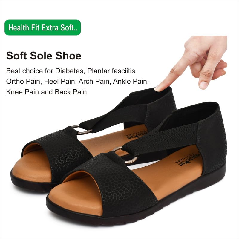 Image of HEALTH FIT Extra Soft Ortho Care Diabetic & Orthopedic Sandal /Doctor Sandal-With Back Support Footwear & stylish for Girl's /Women's