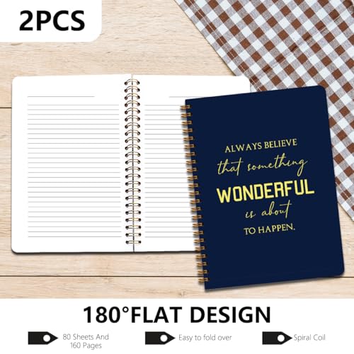Image of 2Pcs Inspirational Journal, Motivational Notebook, 160 Pages Hardcover Notebooks for Writing Travel Business Office, Inspirational Gifts - always believe that something wonderful is about to happen