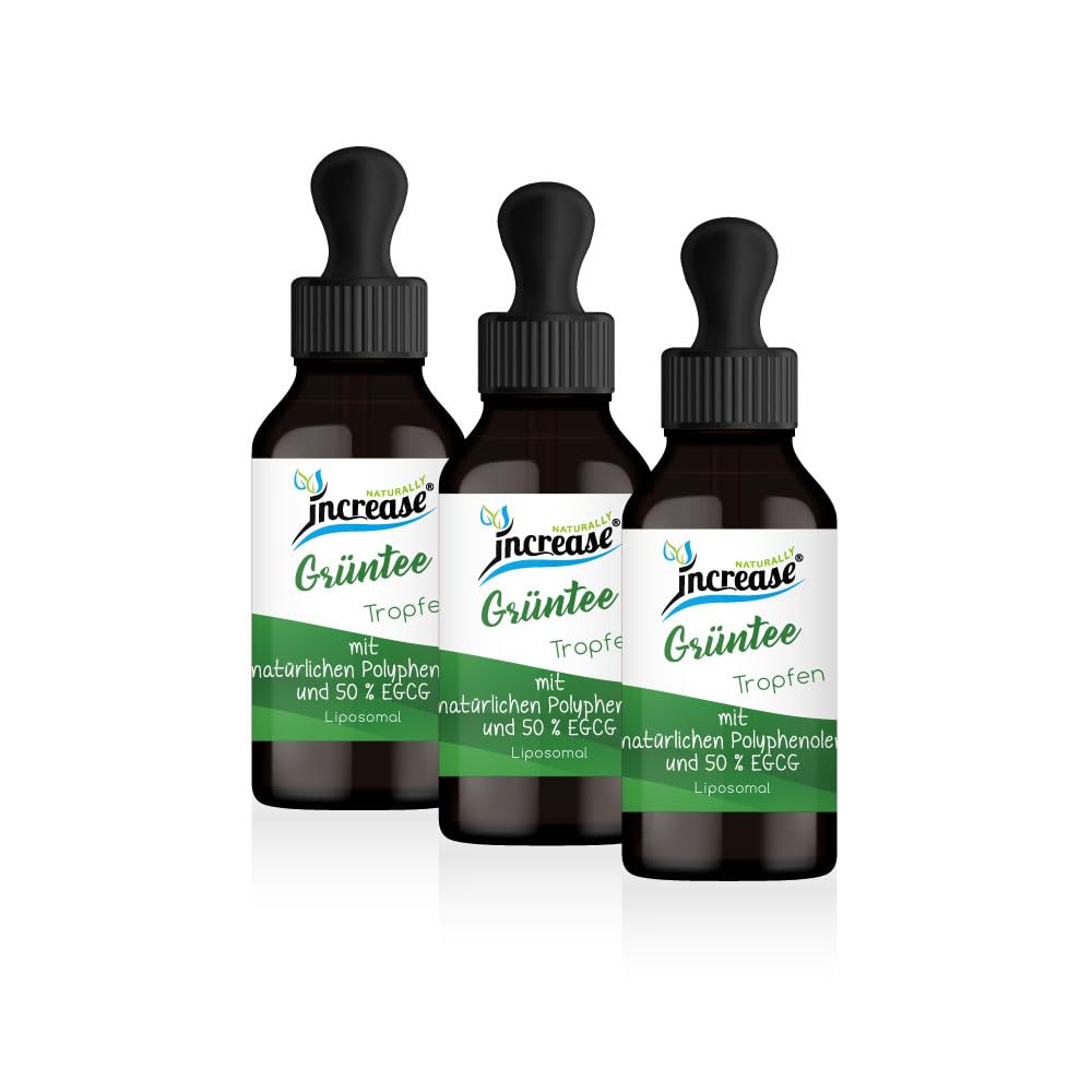 Nimm 3, zahl 2 Aktion Liposomale Grüntee/Green Tea Tropfen hochdosiert - (144.000mg in 3 Flaschen) 1600mg Grüntee pro Tag davon 800mg EGCG (Epigallocatechingallat) - MCT Öl - Hohe Bioverfügbarkeit