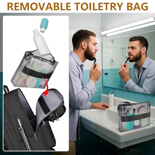 MATEIN Erweiterbar Reiserucksack 55x35x25 mit Schuhfach, 50L Groß Laptop Rucksack 17,3 Zoll mit USB Ladeanschluss Diebstahlsichere Tasche, Handgepäck Rucksack Herren mit 3 Packing Cubes, Schwarz