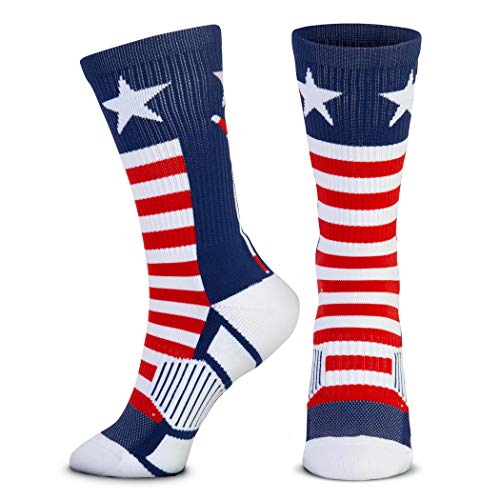 ChalkTalkSPORTS Hockey Performance Crew Socks - USA Patriotic - Youth & Adult - Red White & Blue - Hockey Mid-Calf Socks2