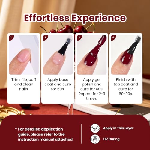 Image of Beetles Red Gel Polish - Fall Nails Art, Ruby Cherry Gel Nail Polish, Same Color Bottle, Soak Off UV Lamp, Long-Lasting Manicure Salon DIY for Holiday