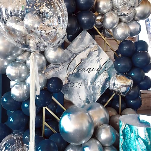 Image of PartyWoo Navy Blue Balloons 20pcs 18 Inch Matte Helium Dark Blue Latex Balloons for Graduation Wedding Anniversary Sports Theme Boy Baby Shower Men Birthday Bachelorette Party Decorations Blue-Y72