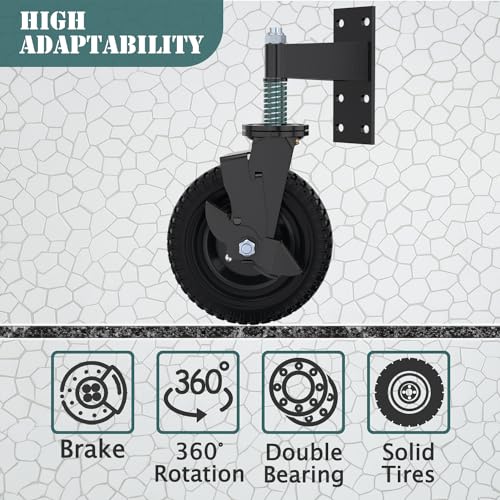 Lygoeege Gate Wheel 8inch with Brake for Metal Tube and Wooden Gate - Image 4