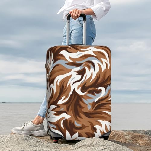Luggage Cover Elastic Washable Suitcase Cover Dustproof Suitcase Protector Personalized Brown And White Travel Luggage Baggage Covers For 18-32 Inch2