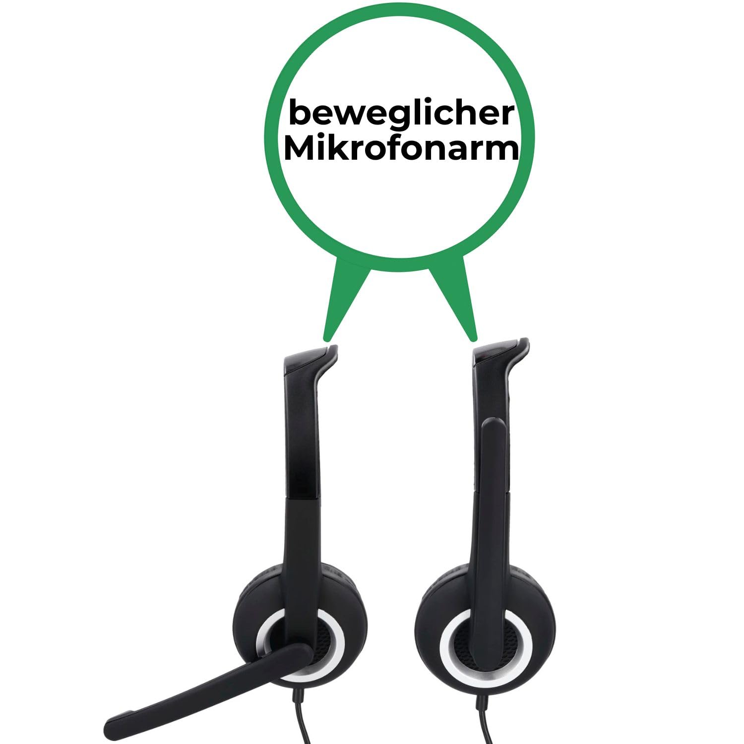 Hama HS-USB250 - Auriculares de Oficina con micrófono, USB, estéreo, Color Negro