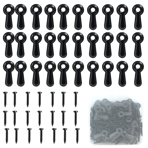Image of 100 Sets Black Picture Frame Backing Clips Metal Frame Picture Turn Button Fasteners with Screws for Hanging Pictures,Posters,Photos Drawing Crafts