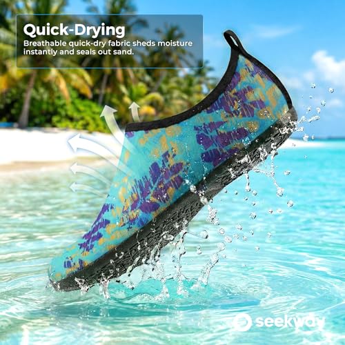 Image of SEEKWAY Water Shoes Women Men Adult Quick-Dry Aqua Socks Barefoot Non Slip for Beach Swim River Pool Lake surf Black SK002(U)