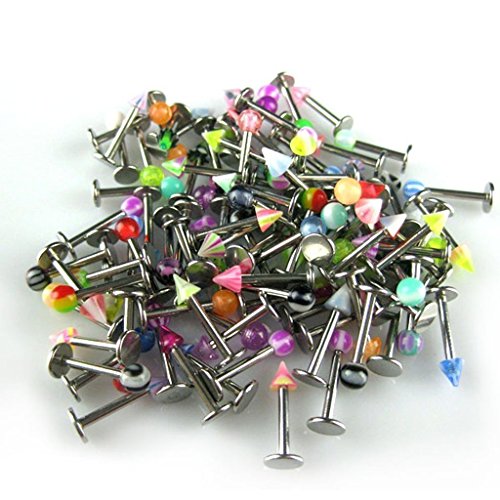 CrazyPiercing New Wholesale 100PCS Set 16g UV Labret Lip Tragus Bars Barbell Rings Body Jewelery