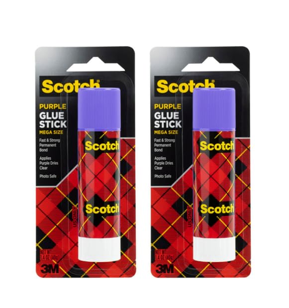 Image of Scotch Mega Purple Glue Stick, 1.4 oz, Acid Free and Non-Toxic (6108-MEGA) (Pack of 2)