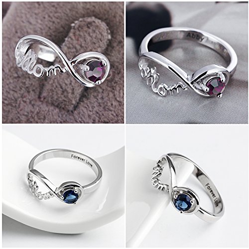 Personalized 925 Sterling Silver Mothers Rings with Simulated Birthstone Custom Mom Jewelry with Names Engraved Family Infinity Rings for Women3