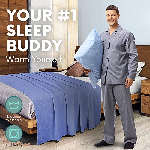 Jmr Usa Inc. Waffle Weave Thermal Bed Blanket Twin Comforter Cotton Throw Blankets For Bed, Sofa, Bedroom Decor, Housewarming Gifts, Layering Of Hotels & Hospital Bed Sheets Size 66X90”(Sky Blue) #TOP6