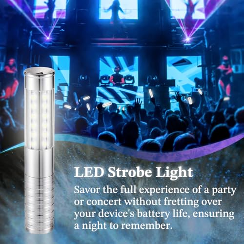 4 Packs Rechargeable LED Strobe Baton Lights Reusable Bottle Service Lights for Liquor Bottles Handheld Service Sparklers for Club Weddings Concert Outdoor Events (Silver-White Light, 4) - Thumbnail 3