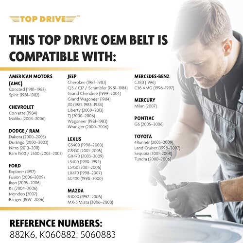 Image of Top Drive, 6PK2240, Premium Engine EPDM Serpentine Belt, 88.74 inch Length | 6-Rib, Automotive Replacement Serpentine Belt, Equivalent References K060882 and 5060882
