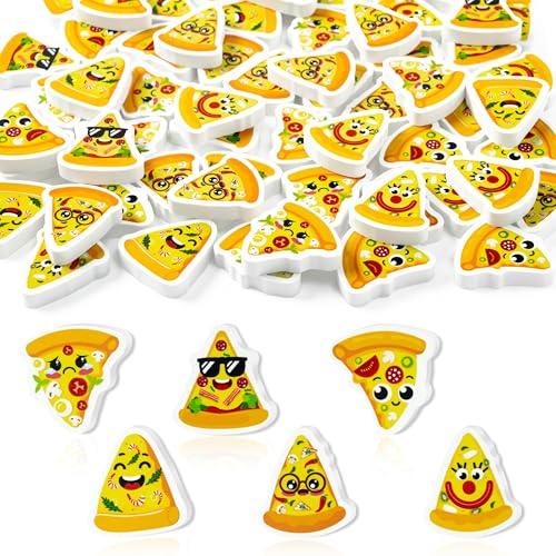 CJiangpo 60Pcs Pizza Mini Erasers for Kids Bulk, Pizza Eraser Cut...
