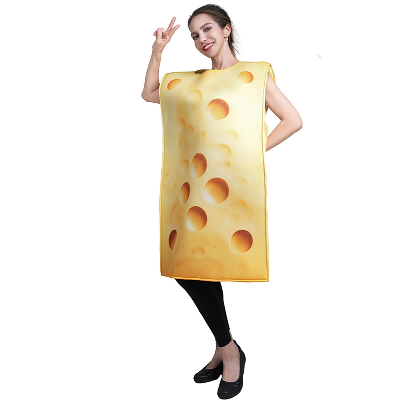Disfraz de rebanada de queso para adultos, traje de túnica con temática gastronómica, ideal para Halloween, carnaval, despedidas de soltero o eventos temáticos de comida (talla única)