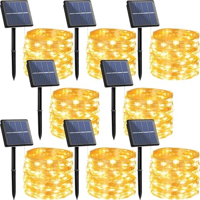 Beieverluck 8 Pack Solar Fairy Lights Outdoor Waterproof 264FT 800 LED Solar String Lights Outside with 8 Modes for Tree Garden Wedding Party Decor, Warm White