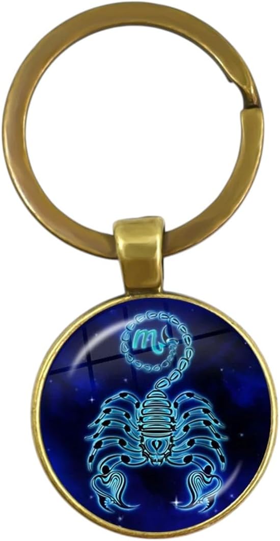 New 2026 12 Zodiac Signs Glass Constellations Keychain Fashion Jewelry Virgo Cancer Aries Gemini Birthday Gift Key Rings Accessories Creative