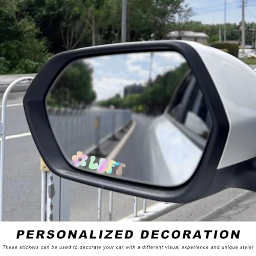Image of Left Right Car Sticker, Beautiful Rear View Mirror Decor Waterproof Vinyl Sticker, Cute Left Right Auto Window Decal Vanity Mirror Decoration for Women Girl, Car Accessories (Colorful)