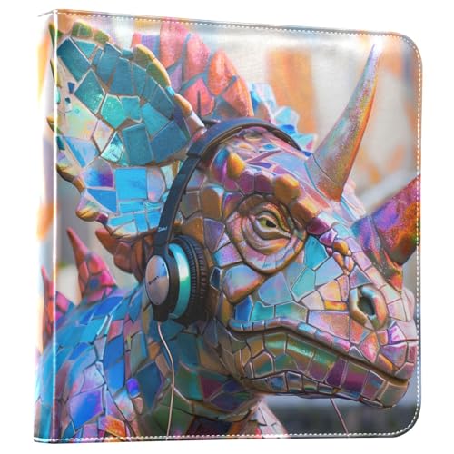 JIPONI Rainbow Diamond Triangle Dinosaur Large Photo Album, DIY Leather Cover Scrapbook Albums for 4x6 5x7 6x8 Pictures, Self Adhesive Memory Book for Wedding, Baby, Family