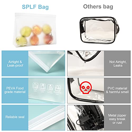 SPLF 4 Pack Leakproof Clear Toiletry bags, TSA Approved Quart Size Zipper Bags, BPA Free Travel Makeup Cosmetic Bags for Women Men, Carry on Airport Airline Compliant Bags4