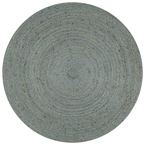 Gecheer Jute Teppich Rund ?120 cm Grün | Handgefertigt Teppiche Webteppich Wohnzimmerteppich...