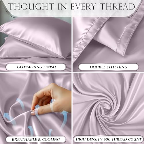 Image of DECOLURE Satin Sheets Twin Size | Softer Than Silk | Luxury 3 Pc Bed Set