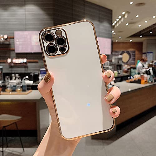 Phone Case Solid Plating Lens Protection Phone Case For iPhone 12 Pro Max 11 13 Pro Max X XR XS Max SE 2020 Soft TPU Cover new (Color : W, Material : For iPhone XS Max)