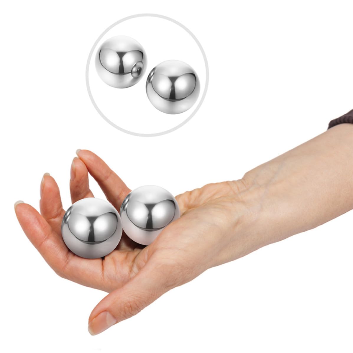 Mikikit 2 Paar Edelstahl Handstressbälle für Muskeltraining und Handtherapie Kompakt und Tragbar für Entspannung Unterwegs und Effektive Massage