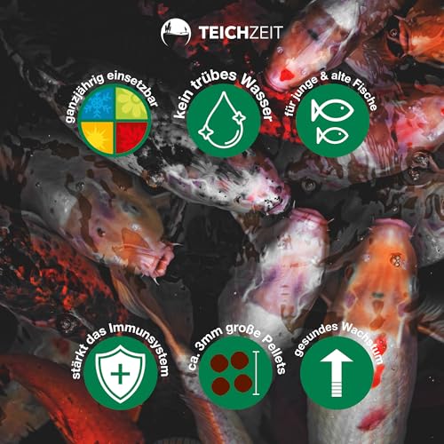 Teichzeit Biotop Futter Float | Fischfutter für Teichfische | Schwimmendes Teichfutter | Futter für Gartenteich Fische | 1 Liter