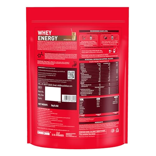 Image of MuscleBlaze Whey Energy (Cold Coffee, 2kg / 4.4lbs) | 24g Protein, 100% Whey Protein Blend, Added Digestive Enzymes
