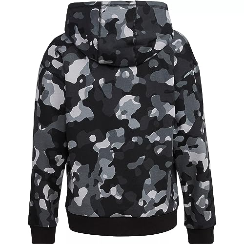 adidas Boys' Core Camo Allover Print Pullover Fleece Hoodie (Adi Black/Vivid Red, Medium)2