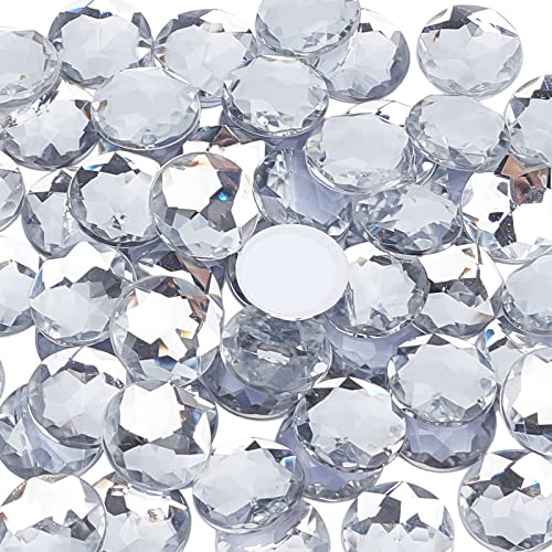 FINGERINSPIRE 60 Stück 20 mm flache Rückseite runde Acryl-Strasssteine mit Behälter, klare, selbstklebende Kristallkreise, Edelsteine, funkelnde Kunststoffaufkleber für Kostüme, Cosplay, Juwelen,
