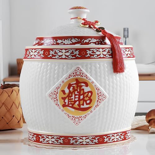 Recipiente de cerámica para almacenamiento de arroz, hermético, tarro de alimentos de gran capacidad sellado para conservación de harina, azúcar y productos horneados