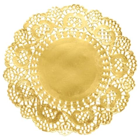 50 Pcs Gold Lace Paper Doilies Cover