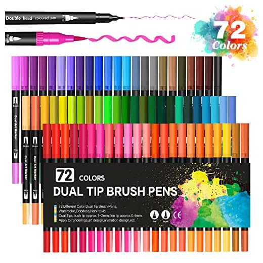Dvifzu Rotuladores Lettering 72 Colores, Profesionales Pincel Doble Punta Fina Gruesa, Rotuladores Acuarelables y 3 Plantillas para Niños y Adultos Lettering, Caligrafía, Cómics, Graffiti