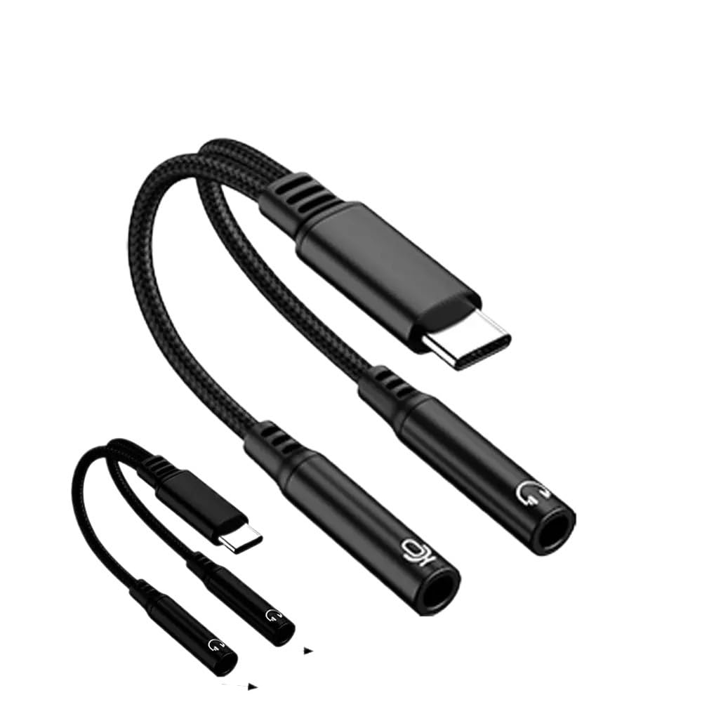Adapter audio 2 w 1 typu C na podwójny 3,5 mm DAC mikrofon głosowy kabel złącza słuchawkowego (szara podwójna muzyka)