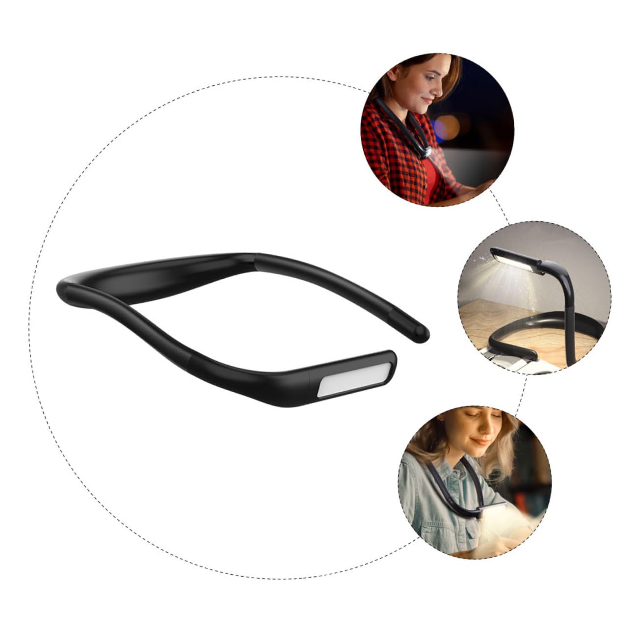 Lampe de Lecture Rechargeable LED pour Garçon et Filles, Lumière Mains Libres en Silicone et Abs, Batterie 1800mah, Flexible Lire le Lit