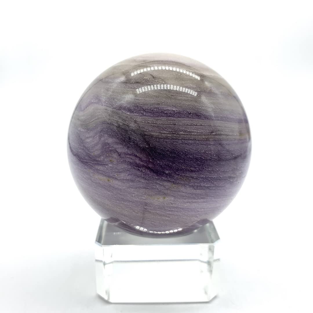 ERNZIGemstones for Decoration Natural Silk Fluorite Quartz Sphere Ball Stones Crystal Reiki Polished Decor Stones Collection Gifts Aura Crystal Household (Size : 60-70mm)