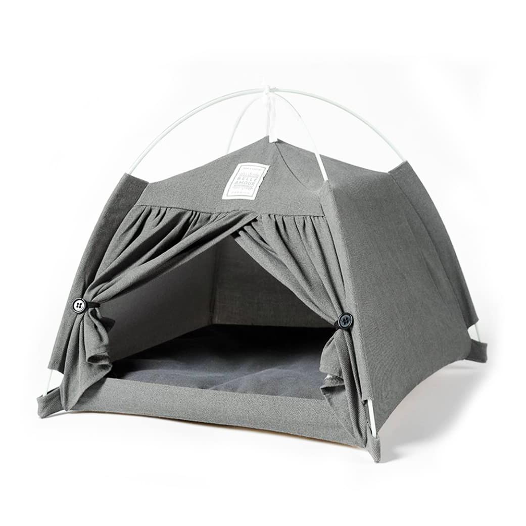 TAME Cat Tent Bed for Cat or Small Dog, Removable Washable Cushion, Portable Folding Cat Tent Kitten Bed Cat Indoor Outdoor Pet Bed Tent Puppy Dog House (Grey)