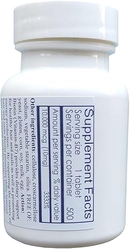 Miniatura 2 de Biotin 10000 mcg 500 Tablets for Hair Growth Skin Strong Nails biotin 10mg