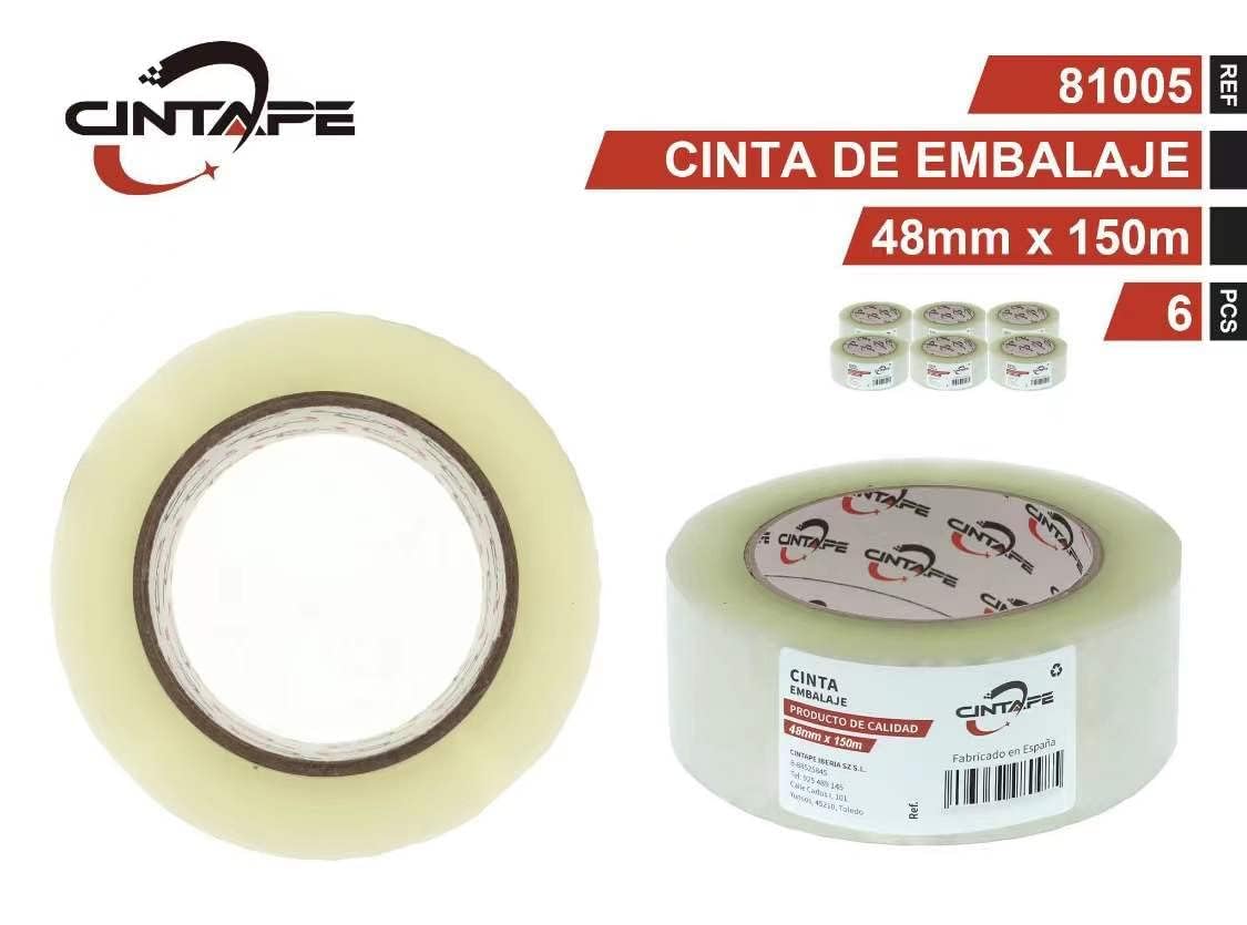 MORE FREE Cinta Embalar 48MMx150 Cinta embalaje Cinta adhesiva Para Embalar Paquetes o Cajas y Paquetes-Color Transparente 36 Rollos
